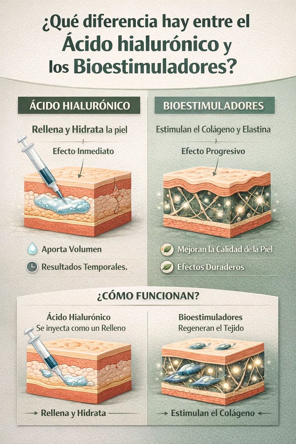 Qué diferencia hay entre el ácido hialurónico y los bioestimuladores Aesophy Excellence Clinic